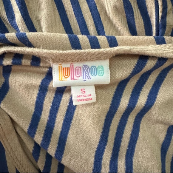 LuLaRoe Blue and Cream Striped Long Sleeve Dress - Picture 5 of 6